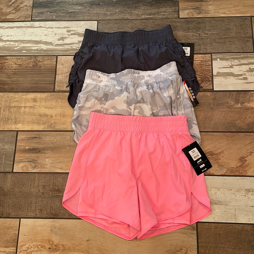 3 pair Avia running shorts with bike liners